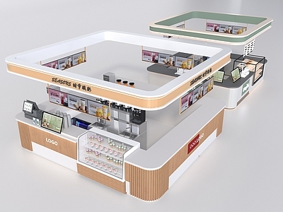 现代奶茶店 商场奶茶店中岛