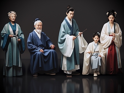 多人 2D古装人物 宋代一家人 古装一家人 古装家庭 古代家庭