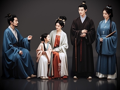 多人 2D古装人物 宋代一家人 古装一家人 古装家庭 古代家庭