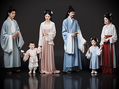 多人 2D古装人物 古装一家人 宋代一家人 古装家庭 古代家庭
