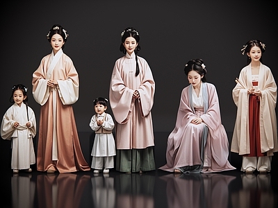 多人 2D古装人物 古装母子 宋代母子 古装家庭 古代家庭