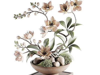 新中式花艺 花艺摆件 景观花艺 端景盆栽摆件 插花花艺 盆景盆栽