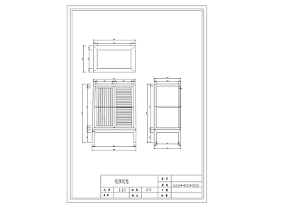 中式家具图库 动态图块 中式实木电视侧柜 施工图