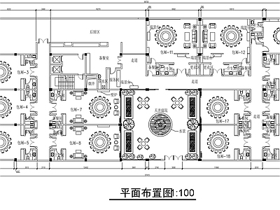 中式中餐厅 餐厅设计平面图 餐厅包厢平面图 餐饮空间平面图 施工图