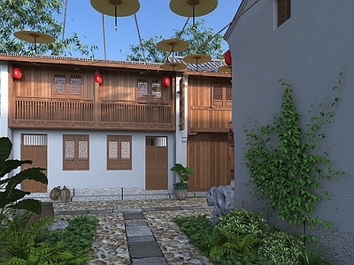 新中式中式古建筑 中式老街巷道 中式古街古镇 网红打卡点 中式民居街道