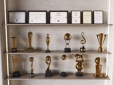 现代奖杯奖牌 徽章荣誉资质证书 奖杯奖牌荣誉墙 奖状 奖杯 证书