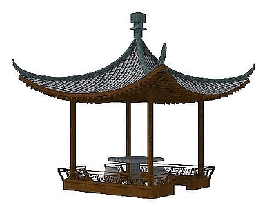现代翘脚四角亭