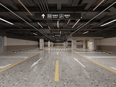 现代室内停车场 停车场 地下车 库 车库 单元门