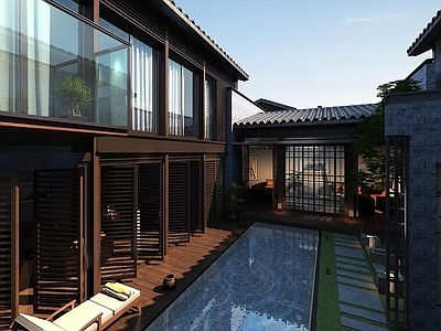 现代其他景观小品 中式庭院