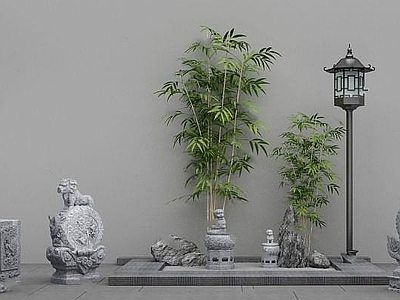 现代园艺小品庭院阳台假山植物