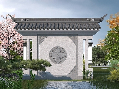 现代其他景观小品 中式影壁墙
