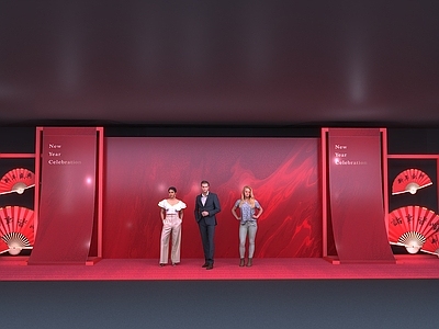 现代中式美陈 合影墙 拍照墙 年会 中式