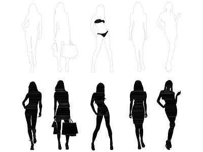 人物 女性人物图库 施工图