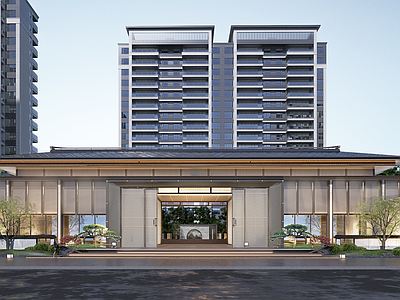 新中式小区建筑 新中式门头 宋风示范区门头