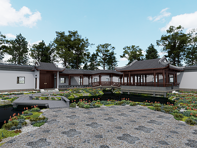 中式庭院 古典庭院 别墅庭院