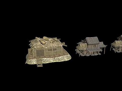 现代古代写实茅草屋
