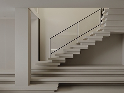 现代楼梯间 极简楼梯 单跑楼梯 楼梯景观 楼梯