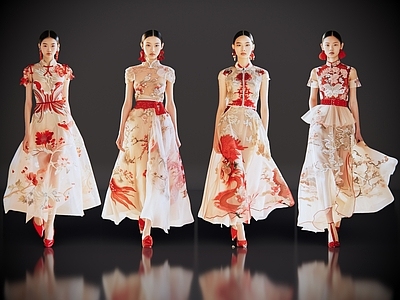 女人 2D现代人物 时尚模特 汉服模特 时尚时装秀 T台走秀
