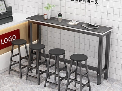现代吧台 吧台桌椅 笔记本电脑 咖啡 奶茶店 收银