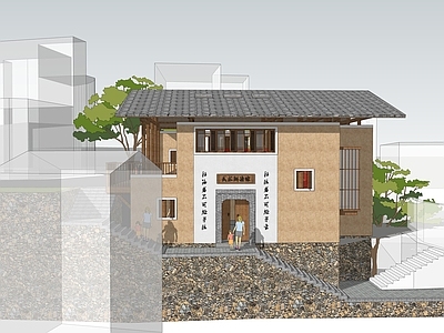 中式新中式风格建筑 乡村建筑 老房子改造 乡村耕读馆