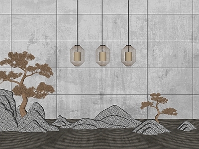 现代其他景观小品 新中式旱景假山小景