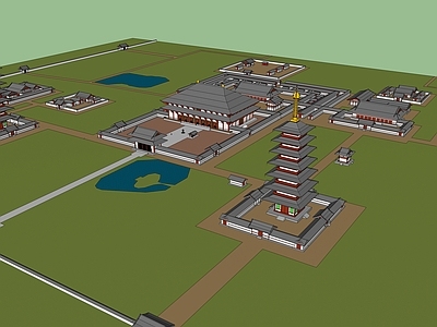 中式古建筑 古建筑群 塔 寺庙
