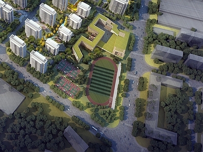 现代轻奢学校建筑 九年一贯制学校