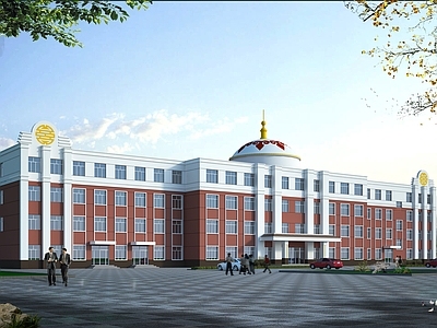 中式现代学校建筑 蒙古族学校 蒙古族 办公楼 教学楼