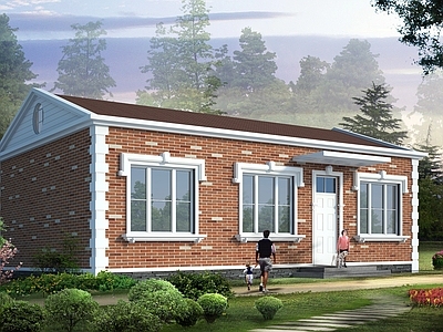 简欧欧式乡村民房 平房 乡村 居民房 一层建筑 单层