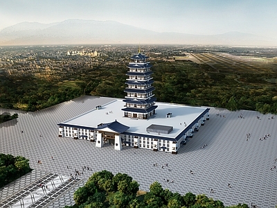 中式新中式古建筑 古建塔 塔楼 观测塔 佛教塔 藏传佛教