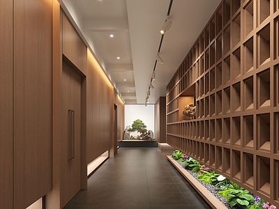 现代酒店走廊 现代酒店过道 会所走廊 过道景观 走廊景观 室内造景