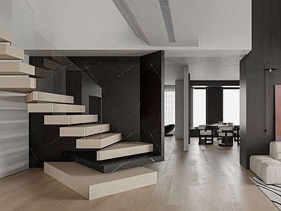 现代楼梯间 现代楼梯 极简楼梯 楼梯 客厅楼梯