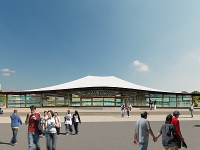 现代小公建 旅游接待中心 沙漠建筑 加油站 建筑连廊
