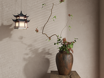 中古侘寂花艺 侘寂花艺 中古花艺 新中式花艺 现代花艺 花瓶