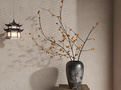 中古侘寂花艺 侘寂花艺 中古花艺 现代花艺 花瓶 新中式花艺