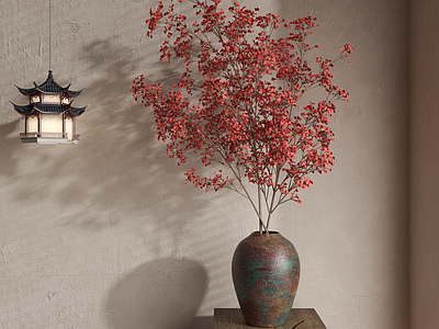 中古侘寂花艺 侘寂花艺 中古花艺 新中式花艺 现代花艺 花瓶