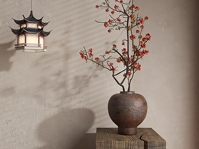 中古侘寂花艺 侘寂花艺 中古花艺 新中式花艺 现代花艺 花瓶