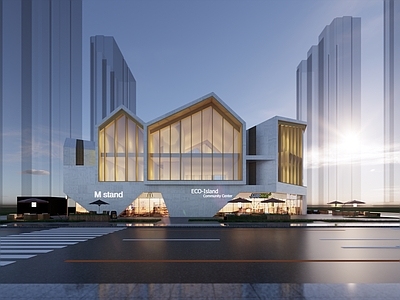 现代售楼处建筑 南京科学岛 现代风格 售楼处 折线坡顶
