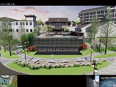 新中式中式酒店建筑 度假酒店 别墅 入口大堂
