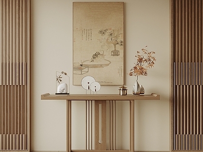 新中式条案 新中式端景台 玄关柜 端景柜 端景条案 挂画摆件