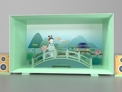 新中式中式美陈 商场美陈 网红打卡点圣诞 美陈活动电视机 古风美陈鹊桥美陈