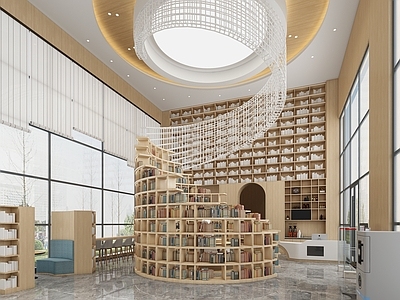 现代简约图书馆 现代简约阅读空间 图书室 异形书架 异形装饰 书店