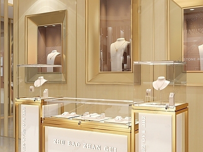 现代轻奢珠宝店 珠宝展示柜 首饰展示柜 金银展示柜 玻璃展示柜 不锈钢展示柜