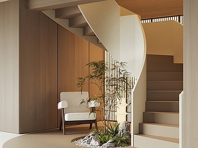 现代楼梯间 弧形楼梯 旋转楼梯 扶手楼梯
