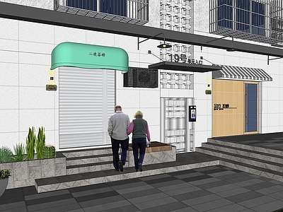 现代商业景观 城市更新街道景观 门店网红街道