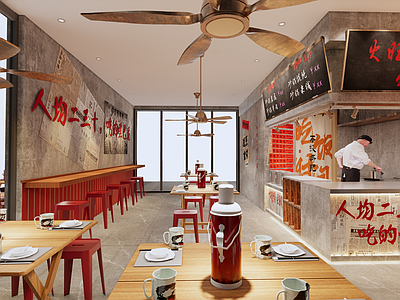 现代复古快餐店 螺蛳粉店 旧古风 复古店 做旧
