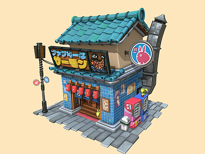 现代艺术风格建筑 风格化建筑 Q版便利店 卡通超市 商店 店铺 店面