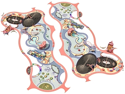 现代景观公园 儿童游乐场地 城市运动公园 儿童滑梯游乐器材 塑胶跑道公园 口袋公园体育公园
