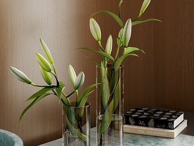 意式花艺 花艺摆件 鲜花花卉 玻璃花瓶 百合花艺