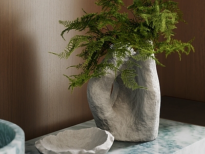 侘寂花艺 盆景盆栽 花艺摆件 文竹绿植 陶罐花瓶